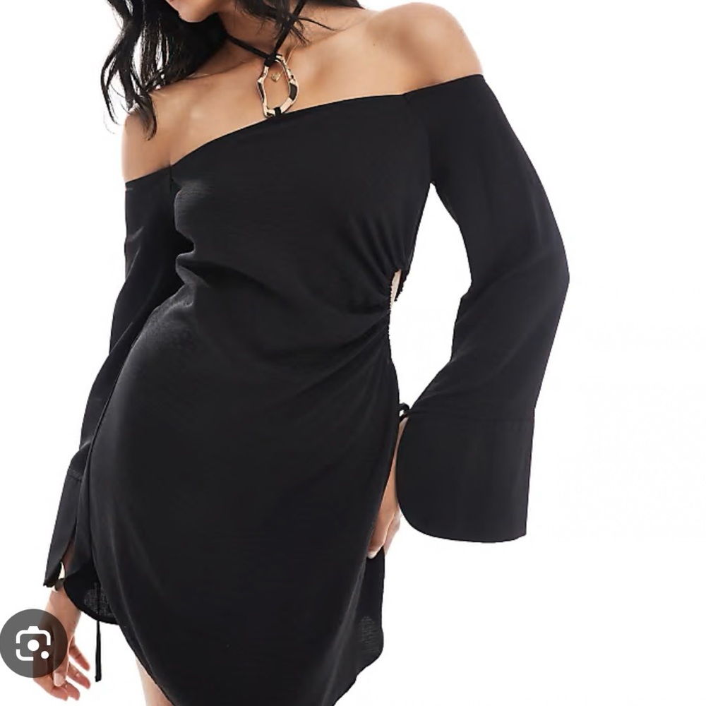 ASOS Off the Shoulder Halter Neck Mini Dress